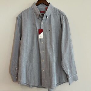 Izod Men’s Blue Check Long Sleeve Button Down Shirt XL New With Tags